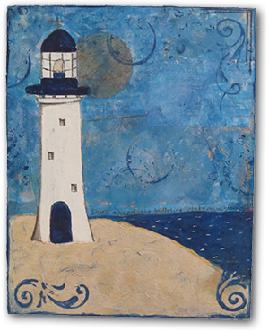 mixed media art lighthouse